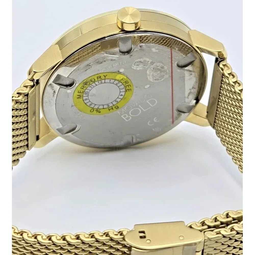 Movado Bold Men's Gold Tone Mesh Bracelet Brown Dial Watch